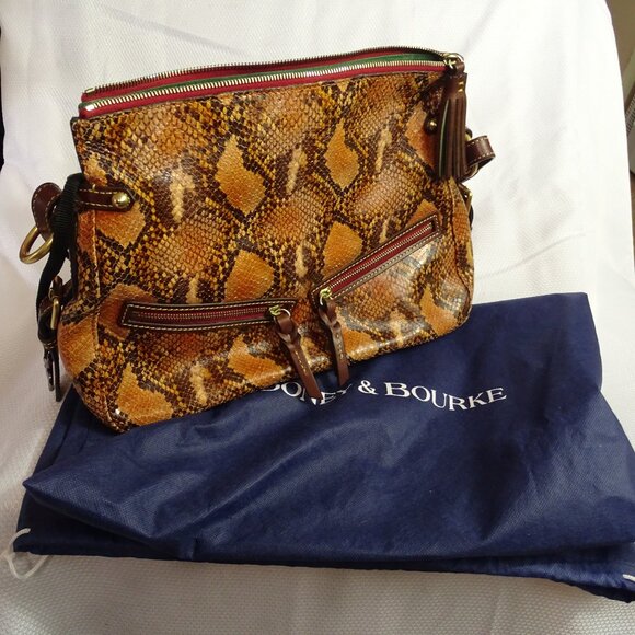 Dooney & Burke Brown Python Reptile Hobo Shoulder Bag - Picture 1 of 9